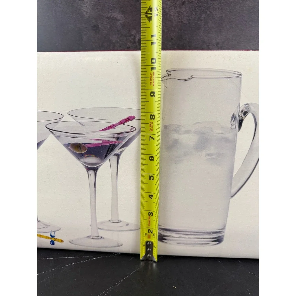 Vintage NEW in Box Bouchard 5-Piece Martini Glass and Pitcher Set MINT!